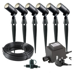 Techmar Garden Lighting UK Outdoor Lights Low Voltage Alder 12V Plug & Play LED Garden Lights Bundle - 6 Light Kit. 2