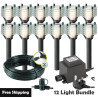 Techmar Garden Lighting UK Outdoor Lights Low Voltage Larix 12V Plug & Play LED Garden Lights Bundle - 12 Light Kit. 1