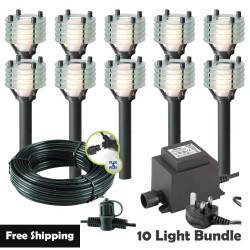 Techmar Garden Lighting UK Outdoor Lights Low Voltage Larix 12V Plug & Play LED Garden Lights Bundle - 10 Light Kit. 1