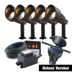 Techmar Garden Lighting UK Outdoor Lights Low Voltage DIY 5 light 5w Focus Bundle + timer