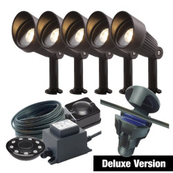 Techmar Garden Lighting UK Outdoor Lights Low Voltage DIY 5 light 5w Focus Bundle + Remote