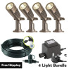 Techmar Garden Lighting UK Outdoor Lights Low Voltage Minus Plug & Play LED Garden Spotlight Bundle - 4 Light Kit. 1