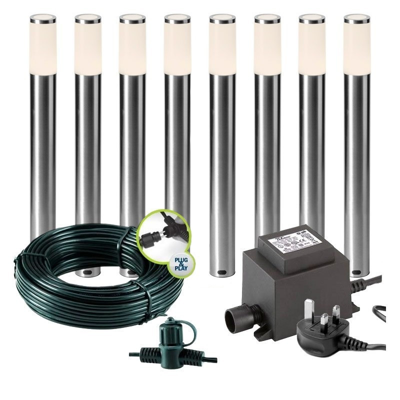 Techmar Garden Lighting UK Outdoor Lights Low Voltage Silia 12V Garden Post light Bundle - 8 Light Kit. 1