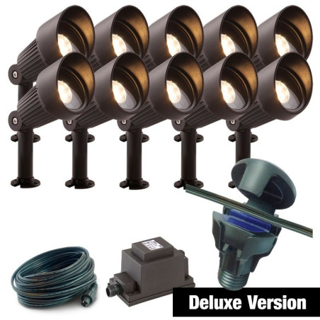 Techmar Garden Lighting UK Outdoor Lights Low Voltage DIY 10 light 4w Focus Bundle