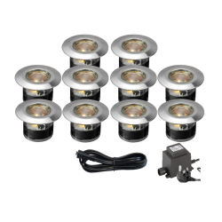 Techmar Garden Lighting UK Outdoor Lights Low Voltage Acis 12V Plug & Play Garden Deck Light Bundle - 10 Light Kit