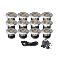 Techmar Garden Lighting UK Outdoor Lights Low Voltage Acis 12V Plug & Play Garden Deck Light Bundle - 12 Light Kit