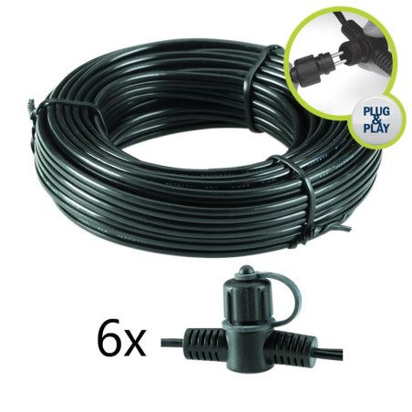 Techmar Garden Lighting UK Outdoor Lights Low Voltage 15m Main Cable SPT-1 With 6 Connectors 1