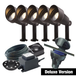 Techmar Garden Lighting UK Outdoor Lights Low Voltage DIY 5 light Focus Bundle + remote
