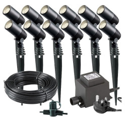 Techmar Alder 12V Plug & Play LED Garden Lights Bundle - 12 Light Kit 1