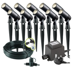 Techmar Alder 12V Plug & Play LED Garden Lights Bundle - 10 Light Kit