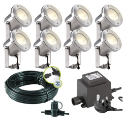 Techmar Garden Lighting UK Outdoor Lights Low Voltage Catalpa Garden Spotlights Bundle - 8 Light Kit. 1