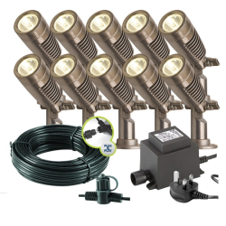 Techmar Minus Plug & Play LED Garden Spotlight Bundle - 10 Light Kit
