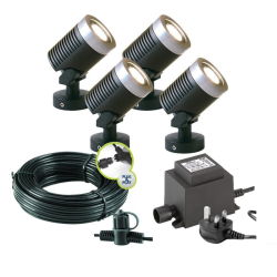 Techmar Arcus 12V Plug & Play Garden Spotlight Bundle - 4 Light Kit