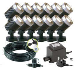 Techmar Arcus 12V Plug & Play Garden Spotlight Bundle - 12 Light Kit