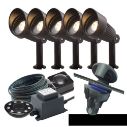 Techmar Garden Lighting UK Outdoor Lights Low Voltage DIY 5 light Focus Bundle + remote 2