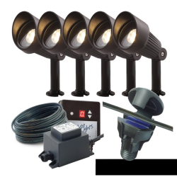 Techmar Garden Lighting UK Outdoor Lights Low Voltage DIY 5 light 5w Focus Bundle + timer 3
