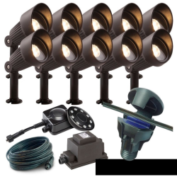 Techmar Garden Lighting UK Outdoor Lights Low Voltage DIY 10 light 4w Focus Bundle + remote 3