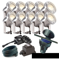 Techmar Garden Lighting UK Outdoor Lights Low Voltage DIY 10 light 3w Catalpa Bundle + remote 3
