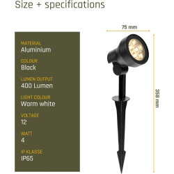 Ludeco Lighting 12Volt Cas Garden Spotlight Spec
