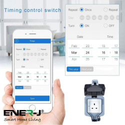 Outdoor Garden Lighting UK  DIY Accessories - ENER-J 240v WiFi Weatherproof 1g Socket 1